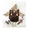 Girls' Knitted Casual Jacket With Wooden Ears